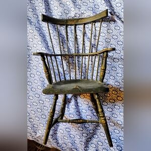 Vintage Black Wooden Windsor Doll Chair